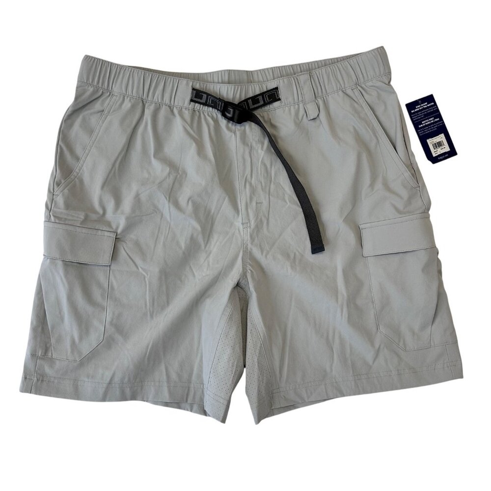 Huk Mens Creekbed Cargo Shorts NWT Size L Gray Outdoor Fishing Belt Pockets